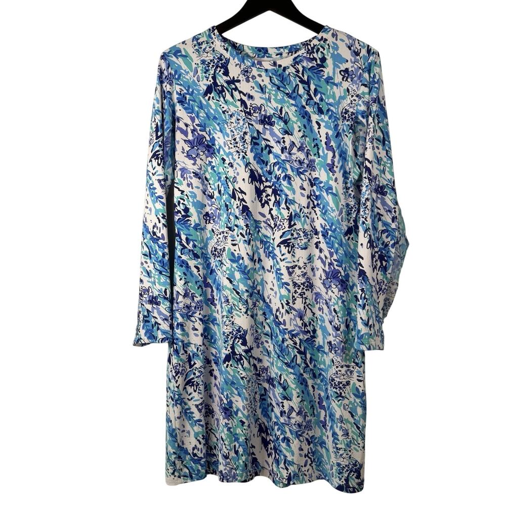 IBKUL Athleisure Dress Women's Large Blue Cat Cay UPF 50 Cooling Mesh Sleeve